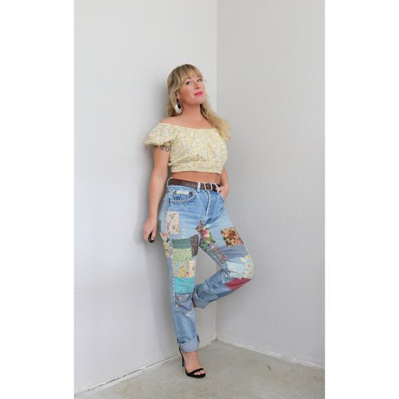 Early 1980s Vintage Levi's USA Made 505 Hand Patched Jeans Women's SM MD 31" 32" - Picture 5 of 11